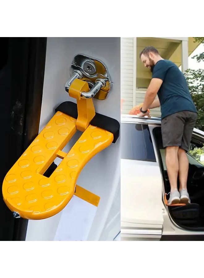Black Foldable Car Door Pedal Hook Roof Rack Universal Aluminum Alloy Safety Auto Parts - Image 1